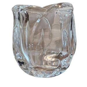 Vintage Crystal Votive Tulip Candle Holder Clear Heavy Flower Retro Glam Classic